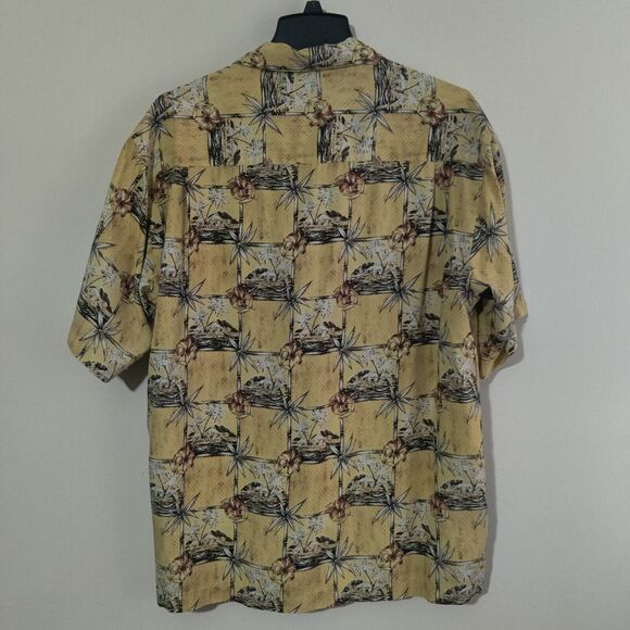Vintage Ocean Pacific Shirt Mens Large Yellow Hawaiian All Over Print Button Up - Picture 6 of 8